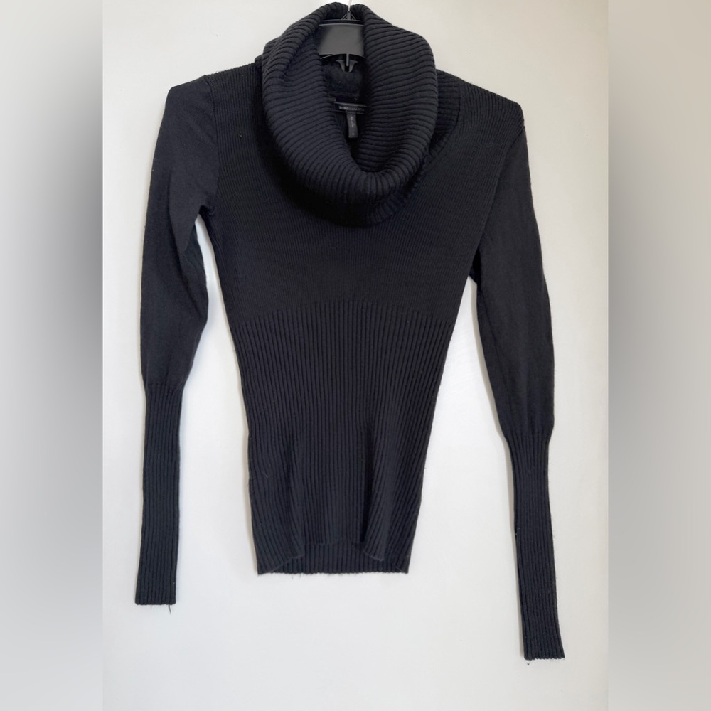$168 BCBG MAXAZRIA Perry Knit Sweater Black Sz S Merino Wool